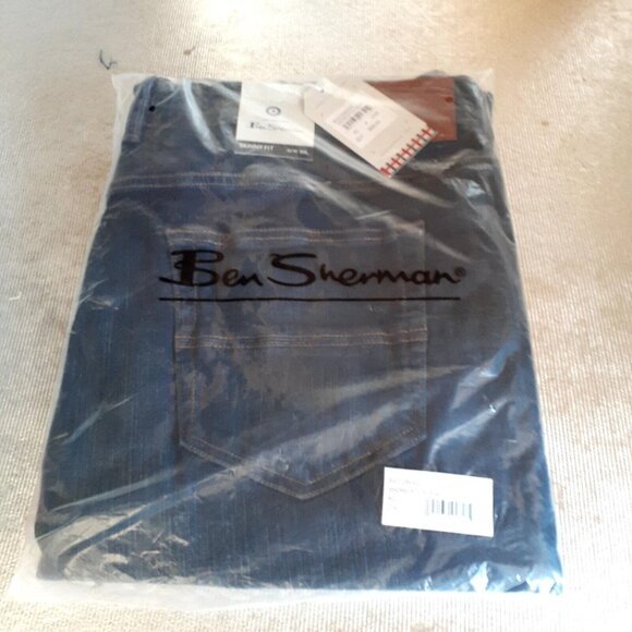 Ben Sherman Skinny Fit 42W 30L Shoreditch Wash Jeans Contrast Gold Gift New - Picture 2 of 7